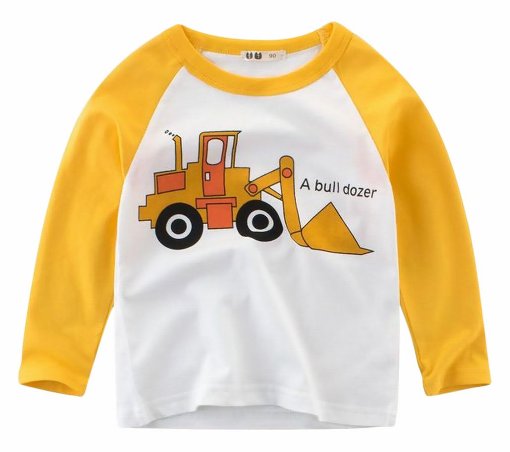 長袖Tシャツ キッズ用Tシャツ Tシャツ 長袖 くるま 車 消防車 ショベルカー プルオーバー ブルドーザー ラウンドネック 子供 子供用 男の子 男児 キッズ キッズ用 カッコイイ 格好良い お出かけ おしゃれ オシャレ 外出