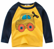 長袖Tシャツ キッズ用Tシャツ Tシャツ 長袖 くるま 車 消防車 ショベルカー プルオーバー ブルドーザー ラウンドネック 子供 子供用 男の子 男児 キッズ キッズ用 カッコイイ 格好良い お出かけ おしゃれ オシャレ 外出