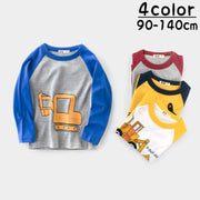 長袖Tシャツ キッズ用Tシャツ Tシャツ 長袖 くるま 車 消防車 ショベルカー プルオーバー ブルドーザー ラウンドネック 子供 子供用 男の子 男児 キッズ キッズ用 カッコイイ 格好良い お出かけ おしゃれ オシャレ 外出