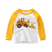 長袖Tシャツ キッズ用Tシャツ Tシャツ 長袖 くるま 車 消防車 ショベルカー プルオーバー ブルドーザー ラウンドネック 子供 子供用 男の子 男児 キッズ キッズ用 カッコイイ 格好良い お出かけ おしゃれ オシャレ 外出