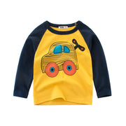 長袖Tシャツ キッズ用Tシャツ Tシャツ 長袖 くるま 車 消防車 ショベルカー プルオーバー ブルドーザー ラウンドネック 子供 子供用 男の子 男児 キッズ キッズ用 カッコイイ 格好良い お出かけ おしゃれ オシャレ 外出