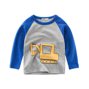 長袖Tシャツ キッズ用Tシャツ Tシャツ 長袖 くるま 車 消防車 ショベルカー プルオーバー ブルドーザー ラウンドネック 子供 子供用 男の子 男児 キッズ キッズ用 カッコイイ 格好良い お出かけ おしゃれ オシャレ 外出