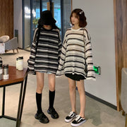 カットソー 長袖 ロンT ロングTシャツ チュニック レディース 女性 婦人 大きいサイズ ドロップショルダー 薄目 薄い 軽量 透け感 透ける ボーダー柄 マカロンカラー ラウンドネック クルーネック ゆったり 体型カバー