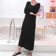 ワンピース 長袖 ラウンドネック ロング丈 マキシ丈 レディース 女性 婦人服 無地 単色 シンプル カジュアル かわいい おしゃれ リラックスウェア ワンマイルウェア