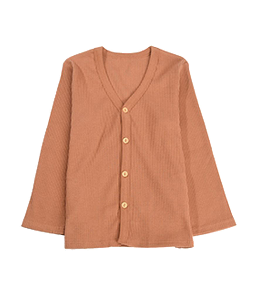 カーディガン Vネック 長袖 リブ生地 子供服 キッズ ベージュ バリエーション画像