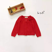 キッズボレロ キッズカーディガン ニットボレロ 子供服 キッズ服 ベビー服 女の子用 ボレロ カーディガン ニット 羽織り 羽織り物 長袖 ひとつボタン ボタン リボン 裾リブ 袖リブ リブ 無地 シンプル 可愛い かわいい お洒落 おしゃれ ガーリー きれいめ カジュアル 結婚式 入学式 パーティー 子供 こども キッズ ベビー 女の子 女児 73 80 90 100
