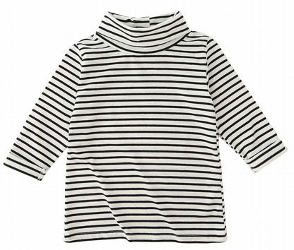 カットソー 長袖 タートルネック ボーダー柄 子供服 キッズ ブラック バリエーション画像