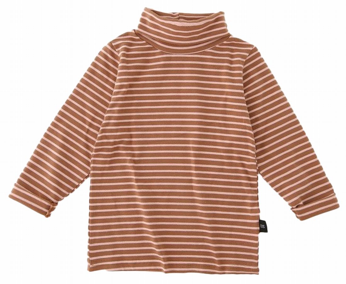 カットソー 長袖 タートルネック ボーダー柄 子供服 キッズ ブラウン バリエーション画像