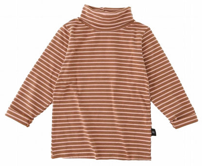 カットソー 長袖 タートルネック ボーダー柄 子供服 キッズ ブラウン バリエーション画像