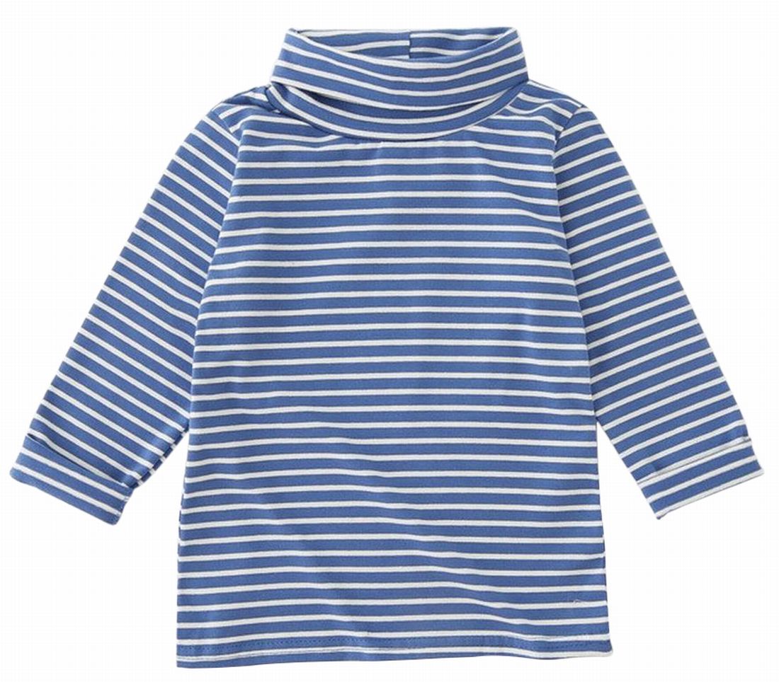 カットソー 長袖 タートルネック ボーダー柄 子供服 キッズ ライトブルー バリエーション画像