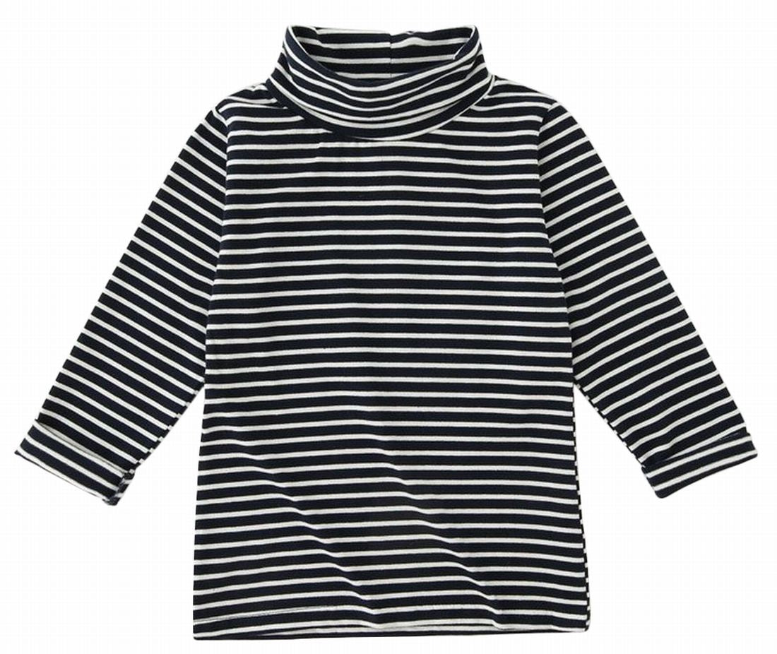 カットソー 長袖 タートルネック ボーダー柄 子供服 キッズ ネイビー バリエーション画像