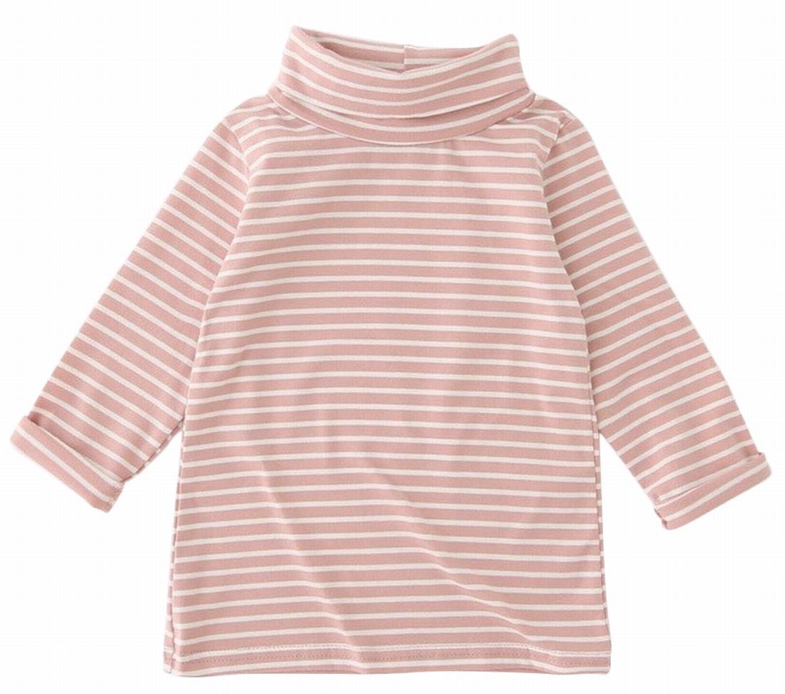 カットソー 長袖 タートルネック ボーダー柄 子供服 キッズ ピンク バリエーション画像