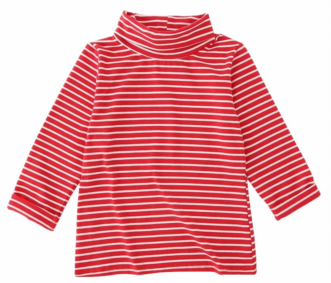 カットソー 長袖 タートルネック ボーダー柄 子供服 キッズ レッド バリエーション画像
