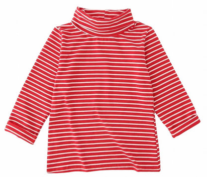 カットソー 長袖 タートルネック ボーダー柄 子供服 キッズ レッド バリエーション画像