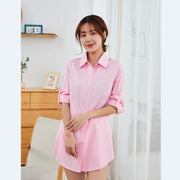 シャツ 長袖 レディース 婦人服 Tシャツ トップス ブラウス 襟付き スタンダードカラー 着丈長め 前ボタン シンプル 無地 スリム 単色 おしゃれ トラッド オーソドックス かっこいい キレイめ系 オフィスファッション ユニフォーム 仕事着 大きいサイズ