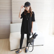 チュニック カットソー Tシャツ 半袖 ラウンドネック レディース トップス スリット 後ろ長め 春夏 無地 シンプル カジュアル お出かけ おしゃれ 普段着