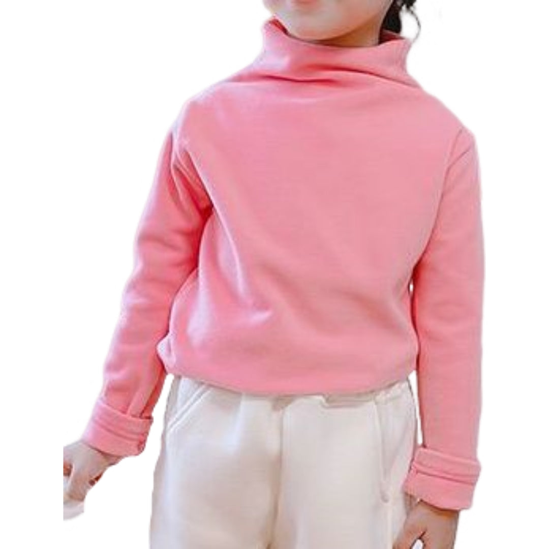 ハイネックカットソー キッズ ベビー トップス 長袖 ハイネック ボトルネック おしゃれ かわいい 可愛い シンプル カジュアル 無地 カラバリ豊富 白 黒 ピンク
