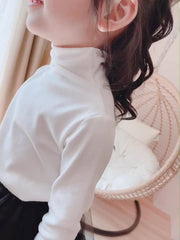 ハイネックカットソー キッズ ベビー トップス 長袖 ハイネック ボトルネック おしゃれ かわいい 可愛い シンプル カジュアル 無地 カラバリ豊富 白 黒 ピンク