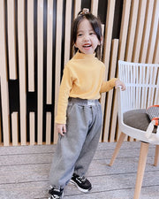 ハイネックカットソー キッズ ベビー トップス 長袖 ハイネック ボトルネック おしゃれ かわいい 可愛い シンプル カジュアル 無地 カラバリ豊富 白 黒 ピンク