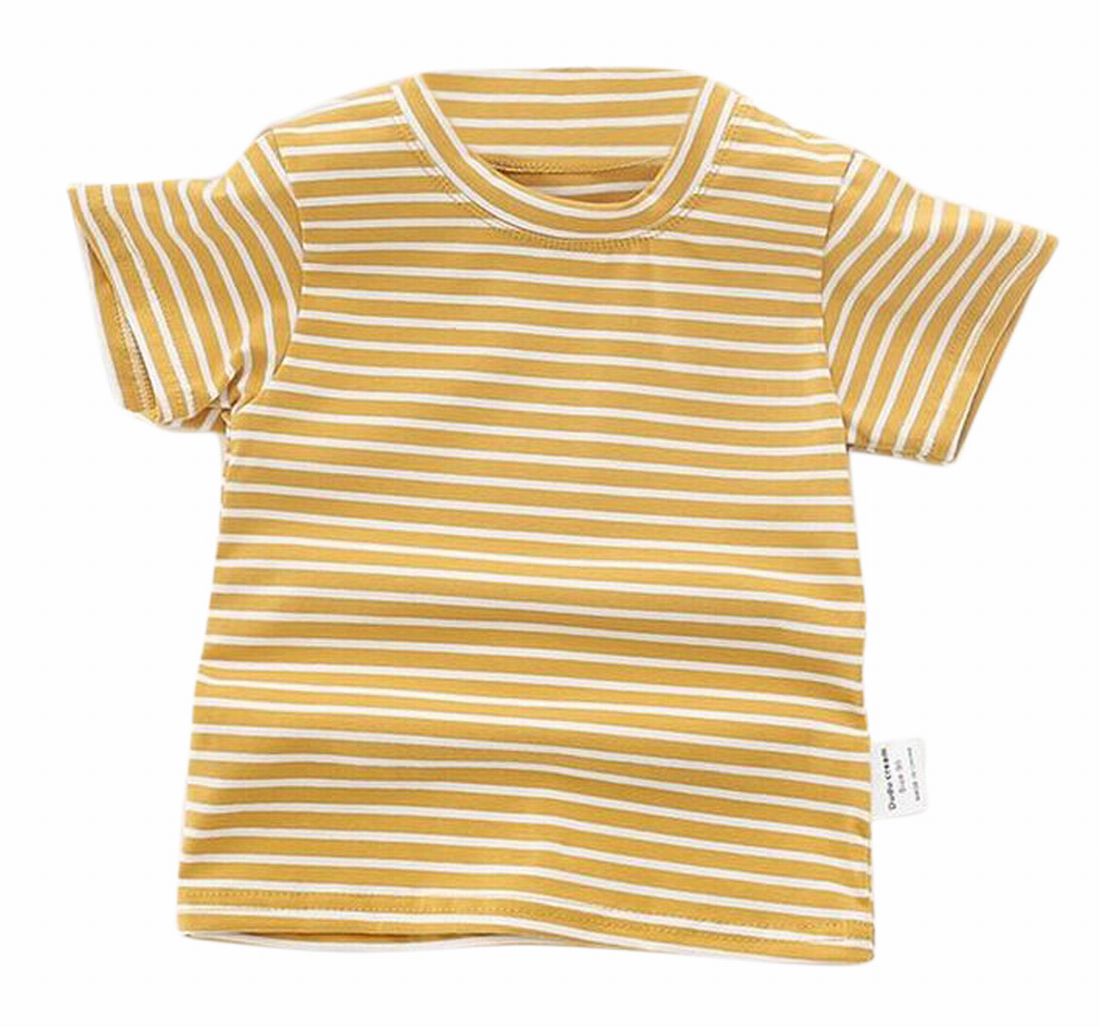 Tシャツ カットソー ラウンドネック 半袖 キッズ 女の子 男の子 プリント ボーダー 子ども服 夏服 かわいい 普段着 デイリー