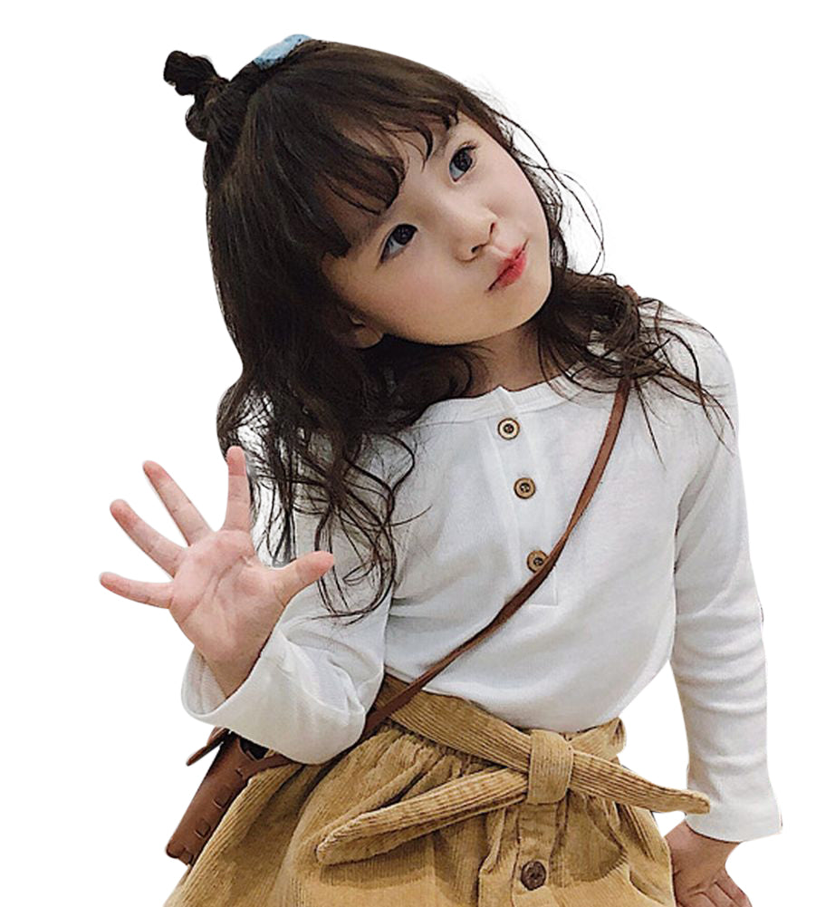 カットソー 長袖 シャツ キッズ ジュニア 女子 男子 女の子 男の子 ユニセックス 男女兼用 トップス ヘンリーネック シンプル 無地 着回し 合わせやすい カジュアル