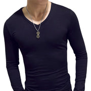Tシャツ 長袖 Vネック ラウンドネック メンズ 男性用 トップス 無地 黒 白 定番 丸首 インナーシャツ カジュアル シンプル おしゃれ 旅行 お出かけ 部屋着 紳士用 グレー ワイン グリーン ブルー ネイビー ベージュ