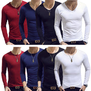 Tシャツ 長袖 Vネック ラウンドネック メンズ 男性用 トップス 無地 黒 白 定番 丸首 インナーシャツ カジュアル シンプル おしゃれ 旅行 お出かけ 部屋着 紳士用 グレー ワイン グリーン ブルー ネイビー ベージュ