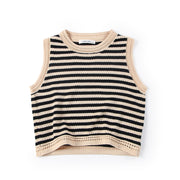 ベスト キッズ ベビー 男の子 女の子 子供服 キッズウェア トップス ニット ノースリーブ クルーネック ボーダー 縞々 プルオーバー シンプル おしゃれ