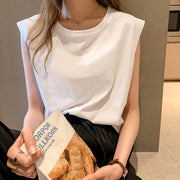 カットソー レディース フレンチスリーブ 半袖 ノースリーブ トップス Tシャツ 袖なし大きいサイズ 婦人用 女性用 ラウンドネック 丸首 無地 単色 おしゃれ