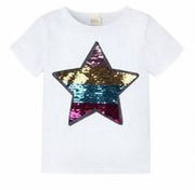 半袖Ｔシャツ キッズ ベビー 子供服 こども服 スパンコール 猫 ねこ ネコ 星 スター Ｔシャツ ラウンドネック プルオーバー おしゃれ 女の子 女児 80 90 100 110 120 130 140
