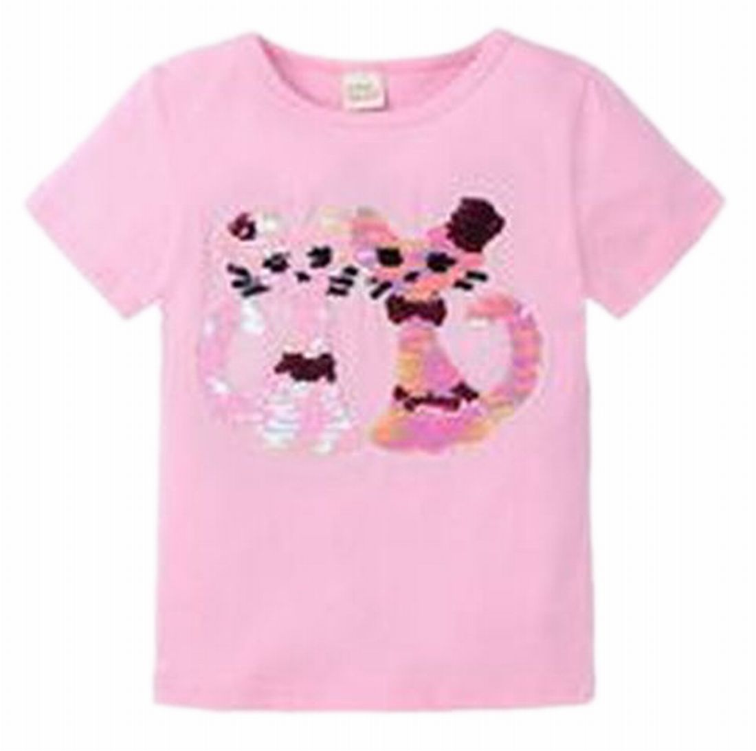 半袖Ｔシャツ キッズ ベビー 子供服 こども服 スパンコール 猫 ねこ ネコ 星 スター Ｔシャツ ラウンドネック プルオーバー おしゃれ 女の子 女児 80 90 100 110 120 130 140