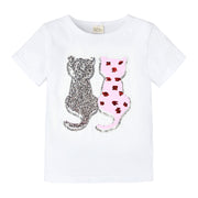 半袖Ｔシャツ キッズ ベビー 子供服 こども服 スパンコール 猫 ねこ ネコ 星 スター Ｔシャツ ラウンドネック プルオーバー おしゃれ 女の子 女児 80 90 100 110 120 130 140