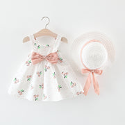 ワンピース 子供服 ベビー キッズ 女の子 ノースリーブ フレアスカート 帽子付き 2点セット リボン さくらんぼ かわいい キュート