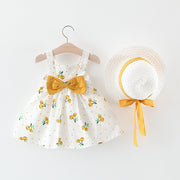 ワンピース 子供服 ベビー キッズ 女の子 ノースリーブ フレアスカート 帽子付き 2点セット リボン さくらんぼ かわいい キュート