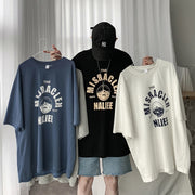 Tシャツ 半袖 トップス メンズ 男性 ラウンドネック 丸首 大きいサイズ クルーネック プリント 定番 着回し 普段着 シンプル カジュアル アウトドア