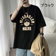 Tシャツ 半袖 トップス メンズ 男性 ラウンドネック 丸首 大きいサイズ クルーネック プリント 定番 着回し 普段着 シンプル カジュアル アウトドア