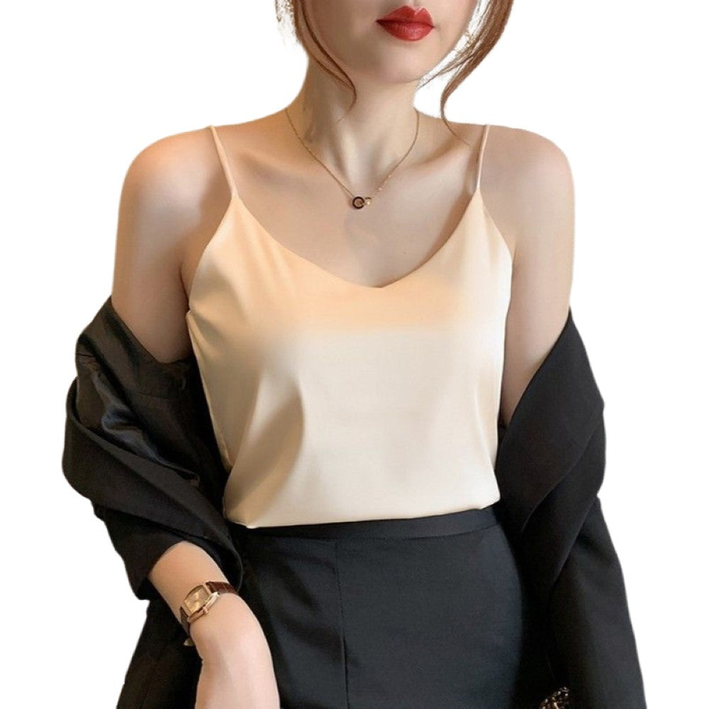 キャミソール レディース 婦人服 トップス インナー Vネック ベージュ バリエーション画像
