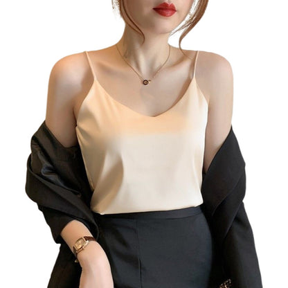 キャミソール レディース 婦人服 トップス インナー Vネック ベージュ バリエーション画像