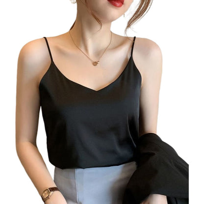 キャミソール レディース 婦人服 トップス インナー Vネック ブラック バリエーション画像