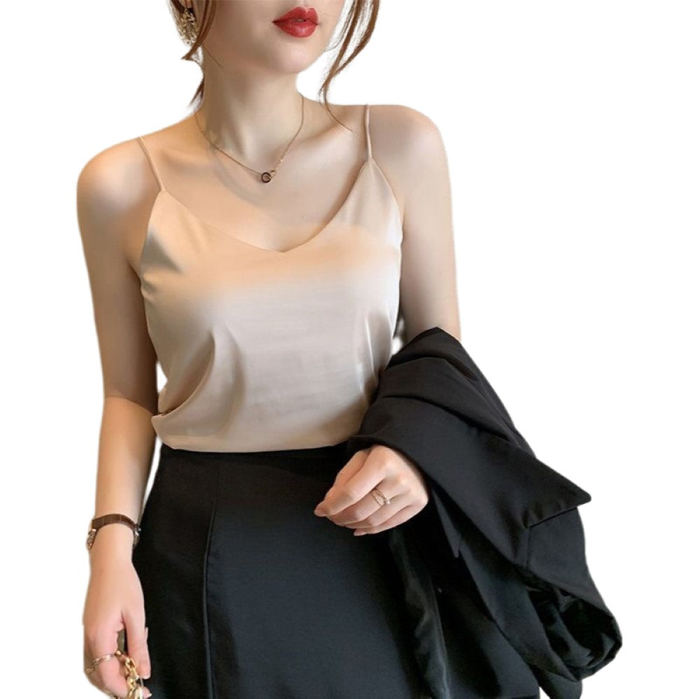 キャミソール レディース 婦人服 トップス インナー Vネック シャンパン バリエーション画像