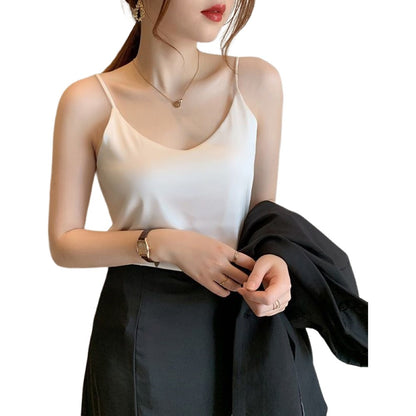 キャミソール レディース 婦人服 トップス インナー Vネック ホワイト バリエーション画像