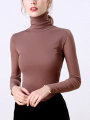 カットソー レディース 女性用 トップス 長袖 タートルネック メッシュ 透け感 シースルー 無地 単色 シンプル