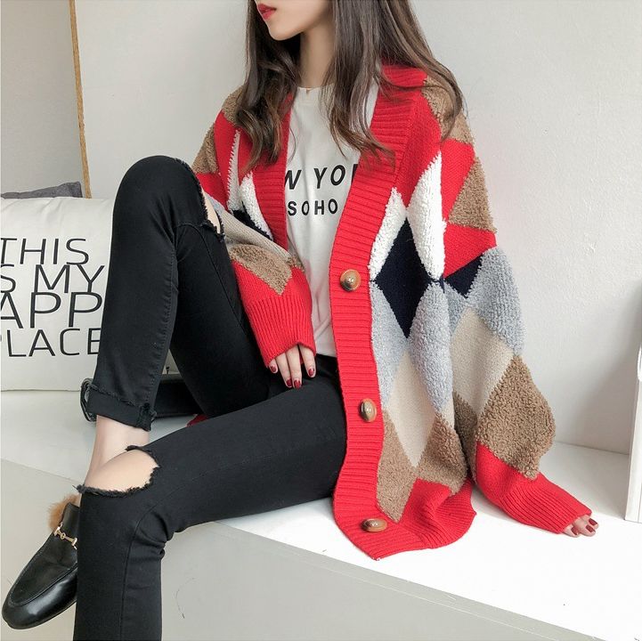 カーディガン ニットカーディガン レディース 女性 アーガイル柄 羽織 商品画像5