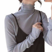 カットソー レディース 女性用 トップス 長袖 ハイネック シースルー 透け感 無地 薄手 メロー メロウ 単色 おしゃれ 可愛い シンプル カジュアル 着回し力 おでかけ 普段使い 春服 秋服