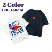 Tシャツ ラウンドネック クルーネック 半袖 キッズ ジュニア 男の子 女の子 プリント 飛行機 子ども服 夏服 かわいい 普段着 デイリー