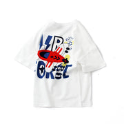 Tシャツ ラウンドネック クルーネック 半袖 キッズ ジュニア 男の子 女の子 プリント 飛行機 子ども服 夏服 かわいい 普段着 デイリー