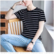 Tシャツ 半袖カットソー メンズ 紳士用 男性 トップス ラウンドネック ボーダー柄 大きいサイズ シンプル おしゃれ かっこいい カジュアル