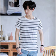 Tシャツ 半袖カットソー メンズ 紳士用 男性 トップス ラウンドネック ボーダー柄 大きいサイズ シンプル おしゃれ かっこいい カジュアル