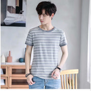 Tシャツ 半袖カットソー メンズ 紳士用 男性 トップス ラウンドネック ボーダー柄 大きいサイズ シンプル おしゃれ かっこいい カジュアル
