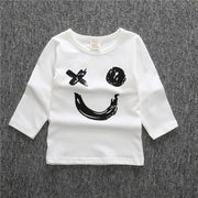 Tシャツ ベビー キッズ カットソー トップス 長袖 クルーネック スマイル シンプル かわいい かっこいい おしゃれ 赤ちゃん 子供 女の子 男の子